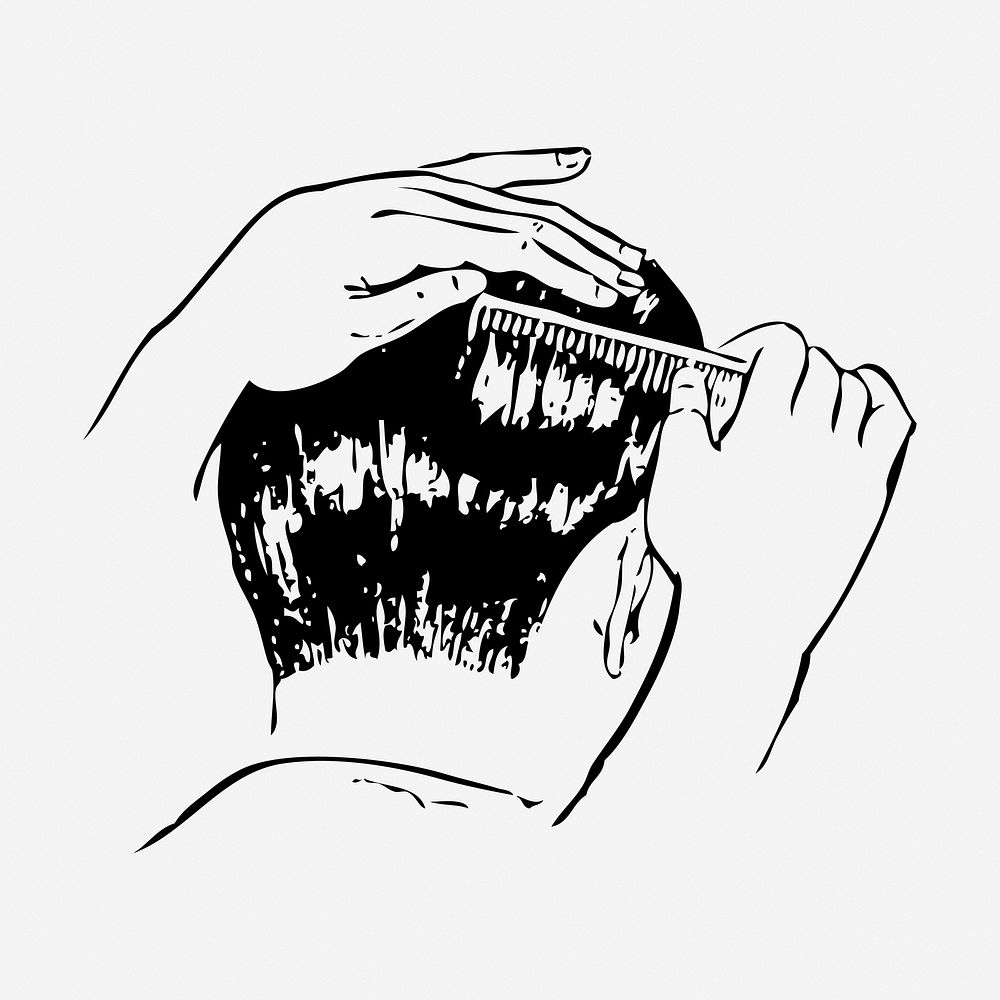 Man getting haircut hand drawn illustration. Free public domain CC0 image.