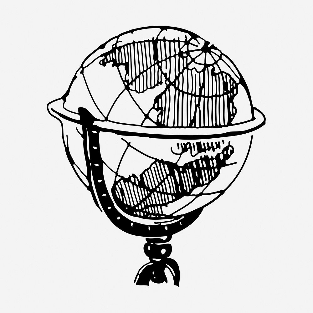 Globe hand drawn illustration. Free public domain CC0 image.