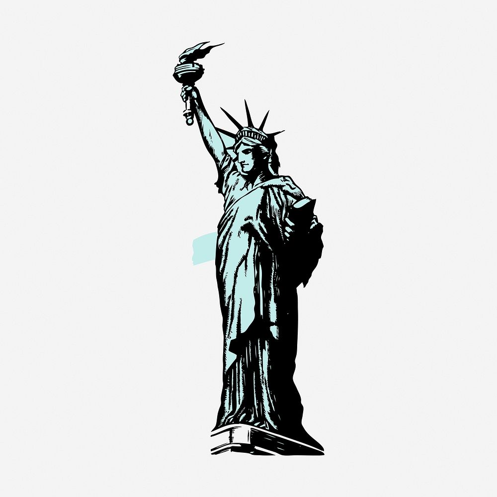 Statue of Liberty illustration, travel destination,. Free public domain CC0 image.