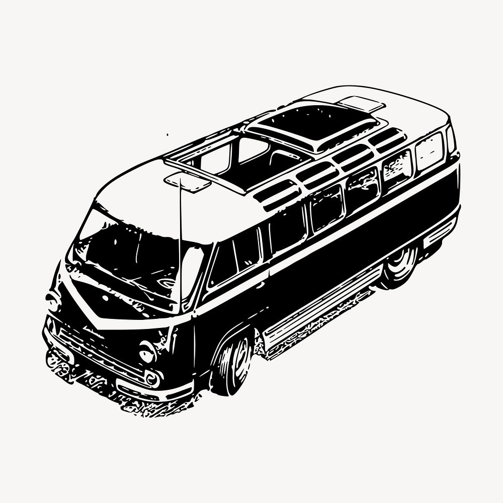 Van hand drawn clipart, car illustration vector. Free public domain CC0 image.