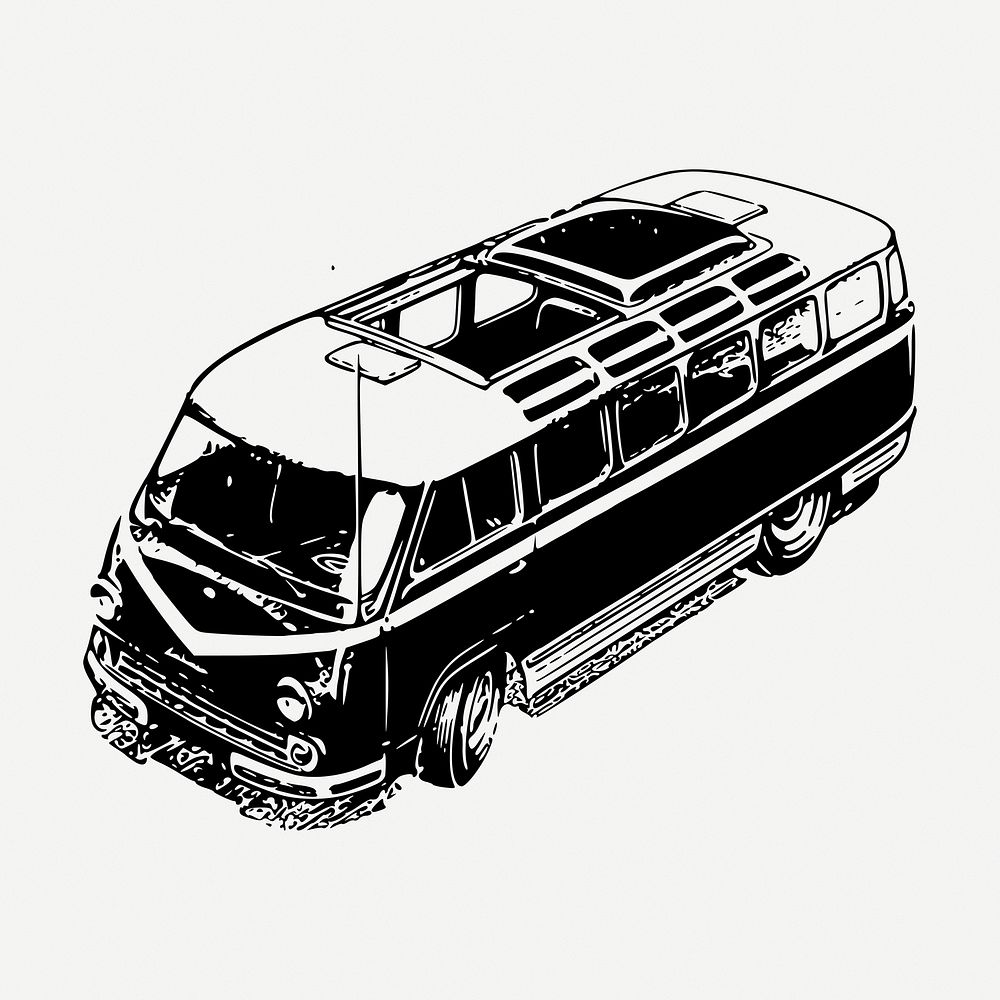 Van drawing clipart, car  illustration psd. Free public domain CC0 image.