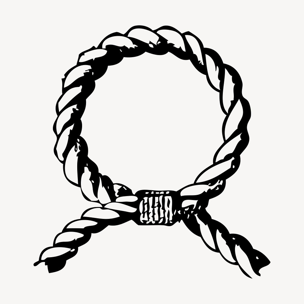 Knot rope hand drawn clipart, tool illustration vector. Free public domain CC0 image.