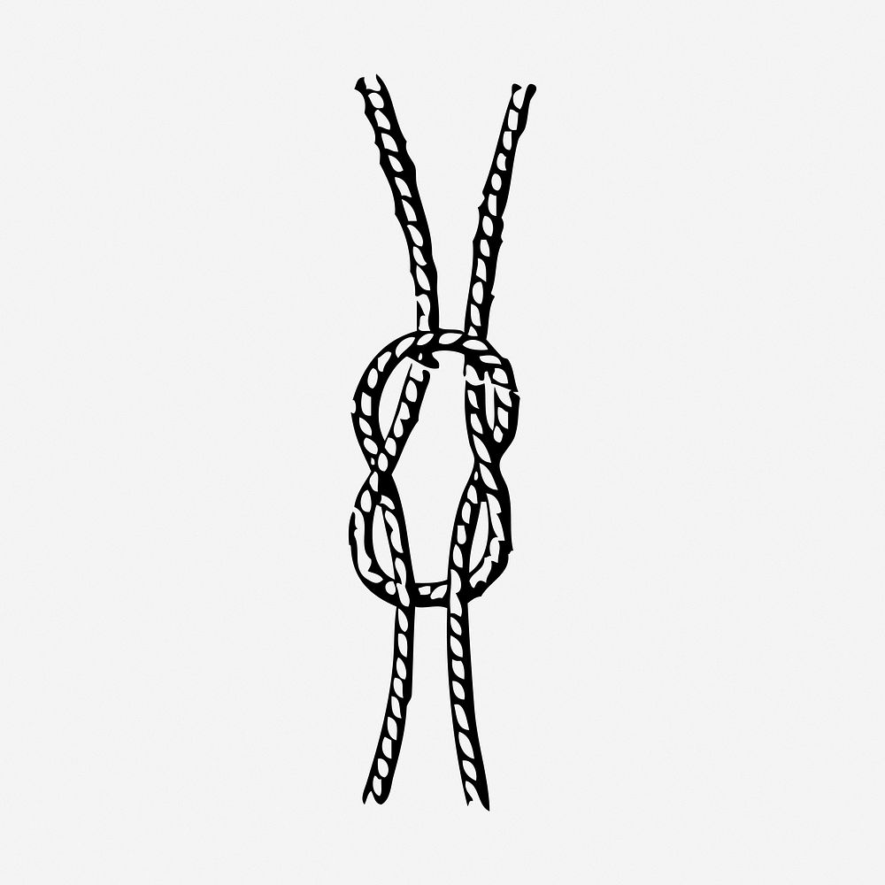 Square knot rope hand drawn illustration. Free public domain CC0 image.