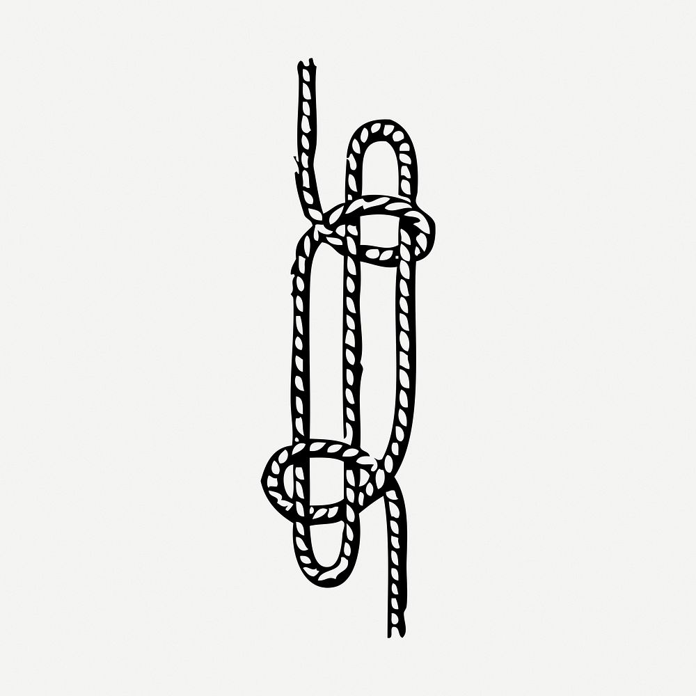 Rope drawing clipart, marine sailor knot illustration psd. Free public domain CC0 image.