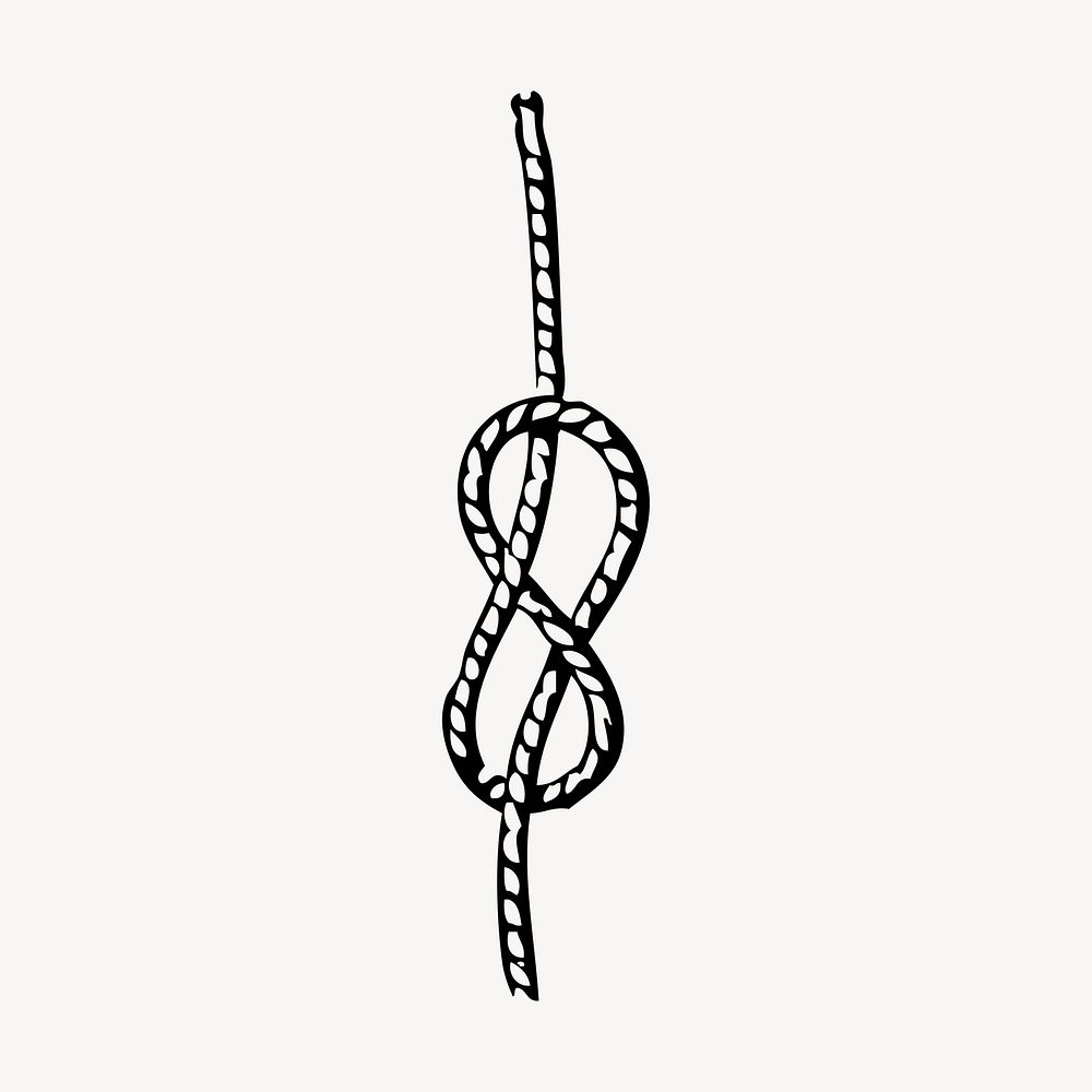 Rope hand drawn clipart, figure eight knot illustration vector. Free public domain CC0 image.