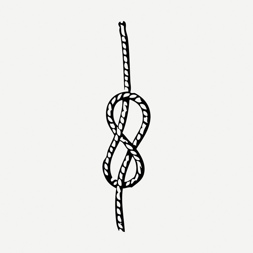 Rope drawing clipart, figure eight knot illustration psd. Free public domain CC0 image.