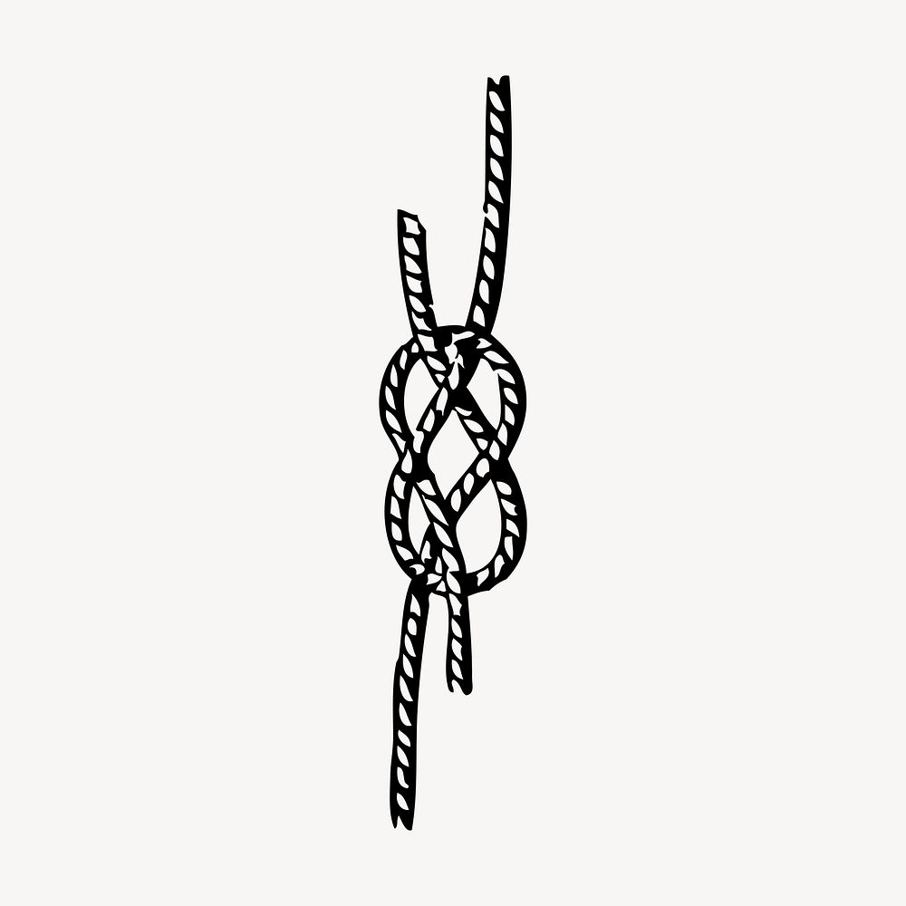 Rope hand drawn clipart, granny knot illustration vector. Free public domain CC0 image.