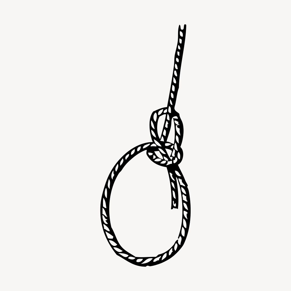 Rope hand drawn clipart, lariat loop knot illustration vector. Free public domain CC0 image.