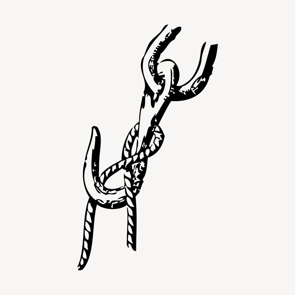 Hook rope hand drawn clipart, tool  illustration vector. Free public domain CC0 image.