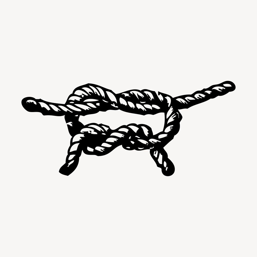 Rope hand drawn clipart, overhand knot illustration vector. Free public domain CC0 image.