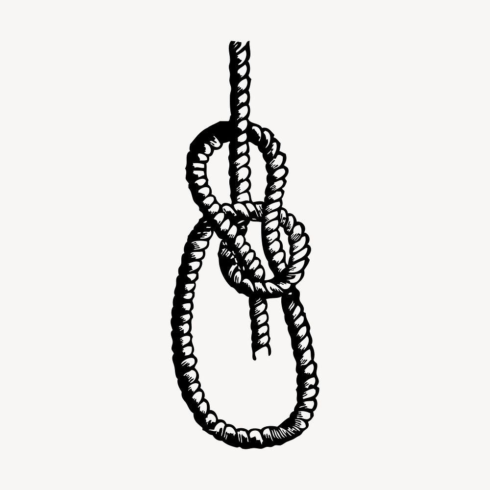 Rope hand drawn clipart, bowline knot illustration vector. Free public domain CC0 image.