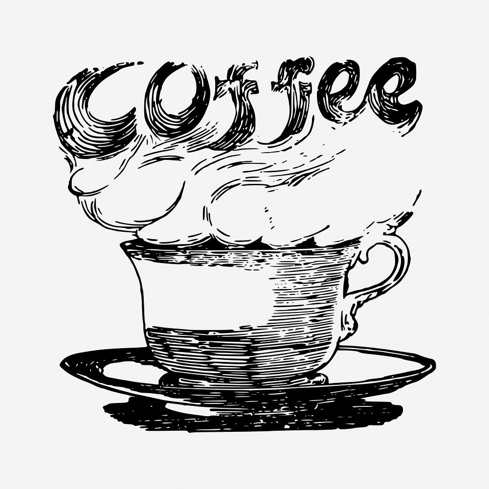 Coffee cup hand drawn illustration. Free public domain CC0 image.