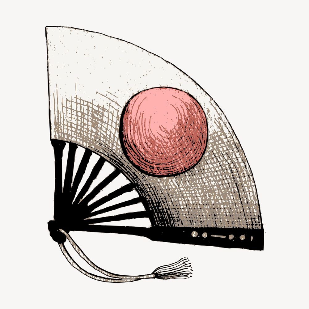 Japan flag fan clipart, object illustration vector. Free public domain CC0 image.