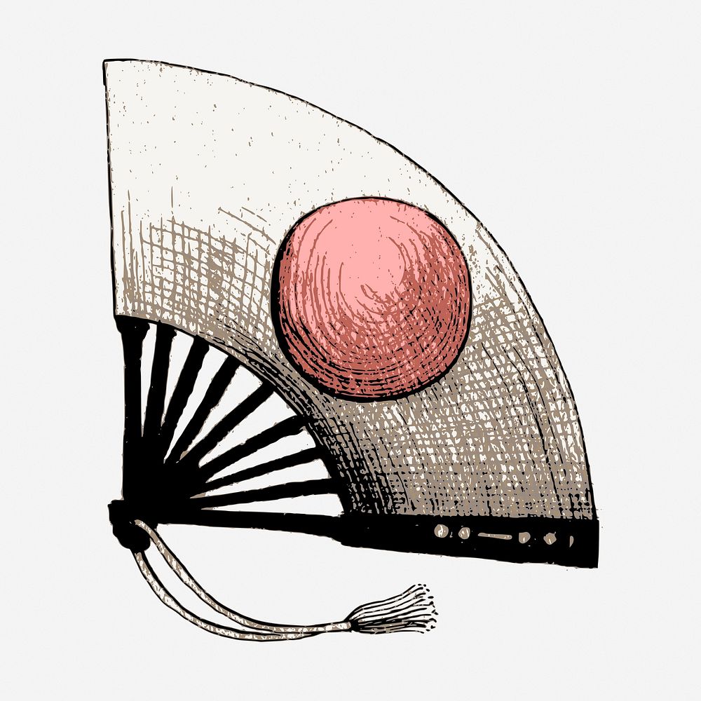 Japan flag fan, object illustration. Free public domain CC0 image.