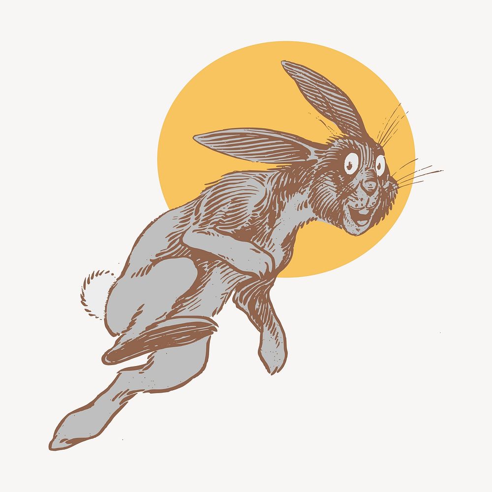 Jumping rabbit clipart, vintage illustration vector. Free public domain CC0 image.