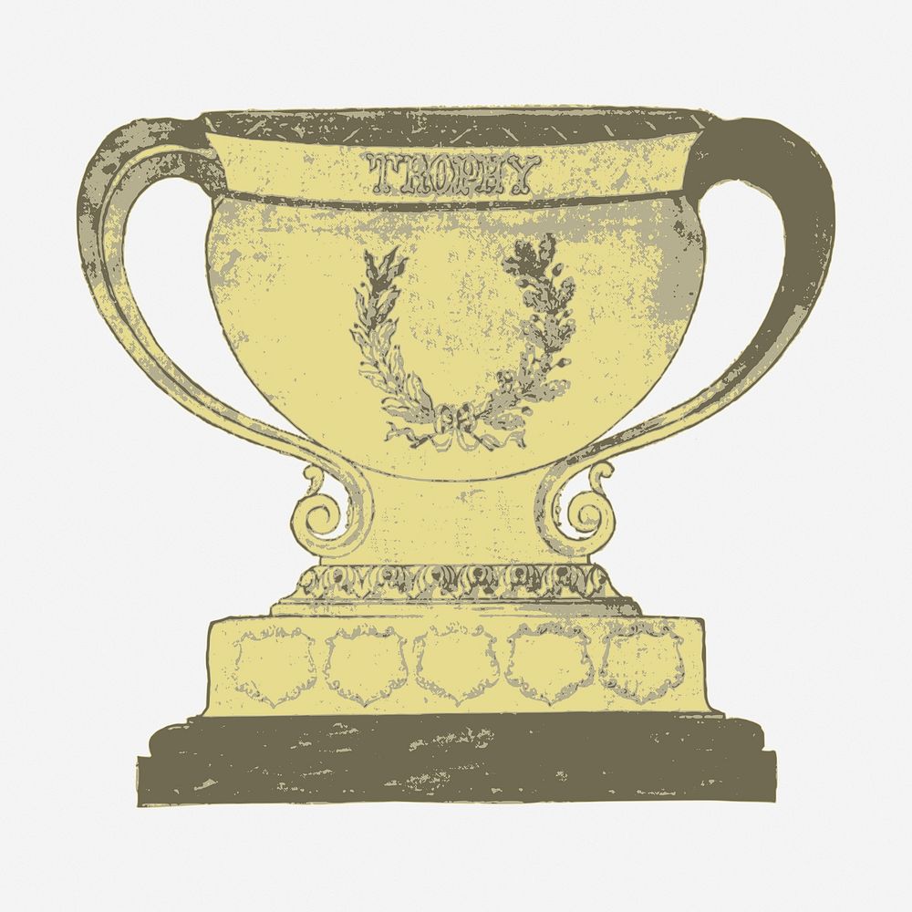 Gold trophy vintage illustration. Free public domain CC0 image.