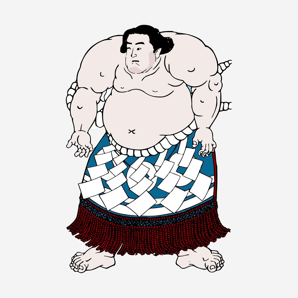 Sumo guy, sports illustration. Free public domain CC0 image.