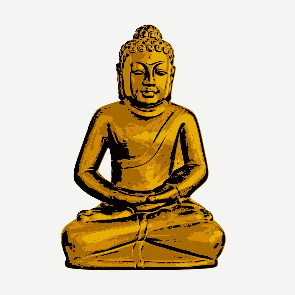 Buddha statue vintage clipart, religion illustration psd. Free public domain CC0 image.