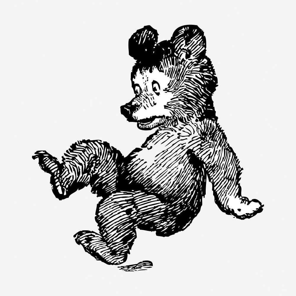 Bear cub hand drawn illustration. Free public domain CC0 image.
