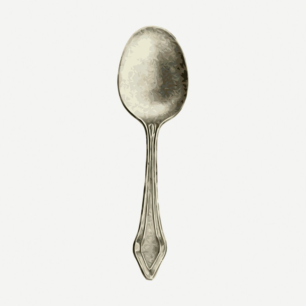 Spoon vintage clipart, cutlery illustration psd. Free public domain CC0 image.