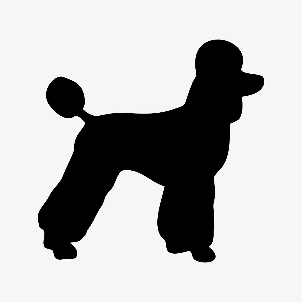 Poodle dog silhouette, animal illustration in black. Free public domain CC0 image.