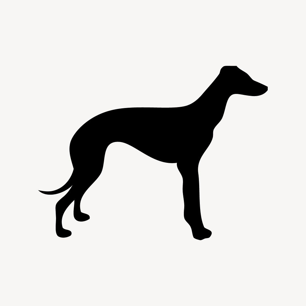 Greyhound dog silhouette, dog clipart in black. Free public domain CC0 image.