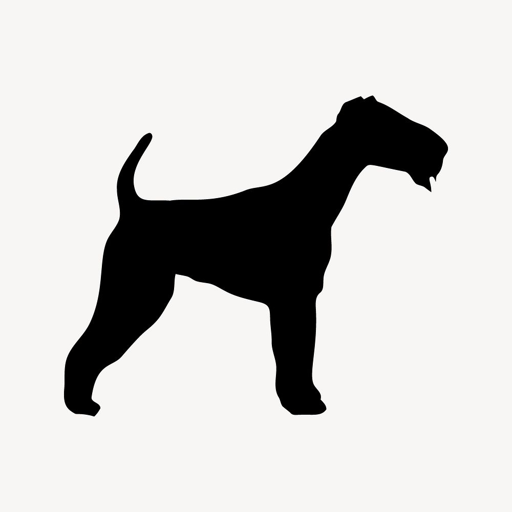 Airedale dog silhouette clipart, animal illustration in black. Free public domain CC0 image.