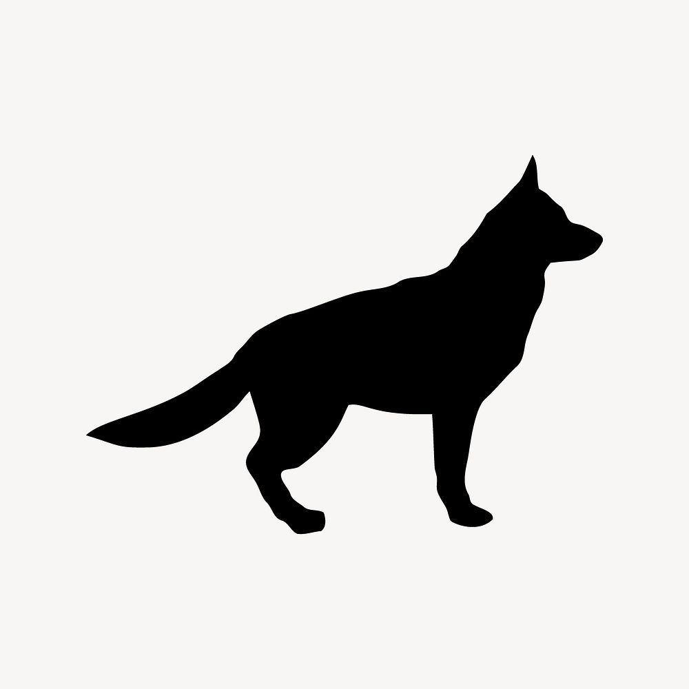 German Shepherd dog silhouette clipart, animal illustration in black vector. Free public domain CC0 image.