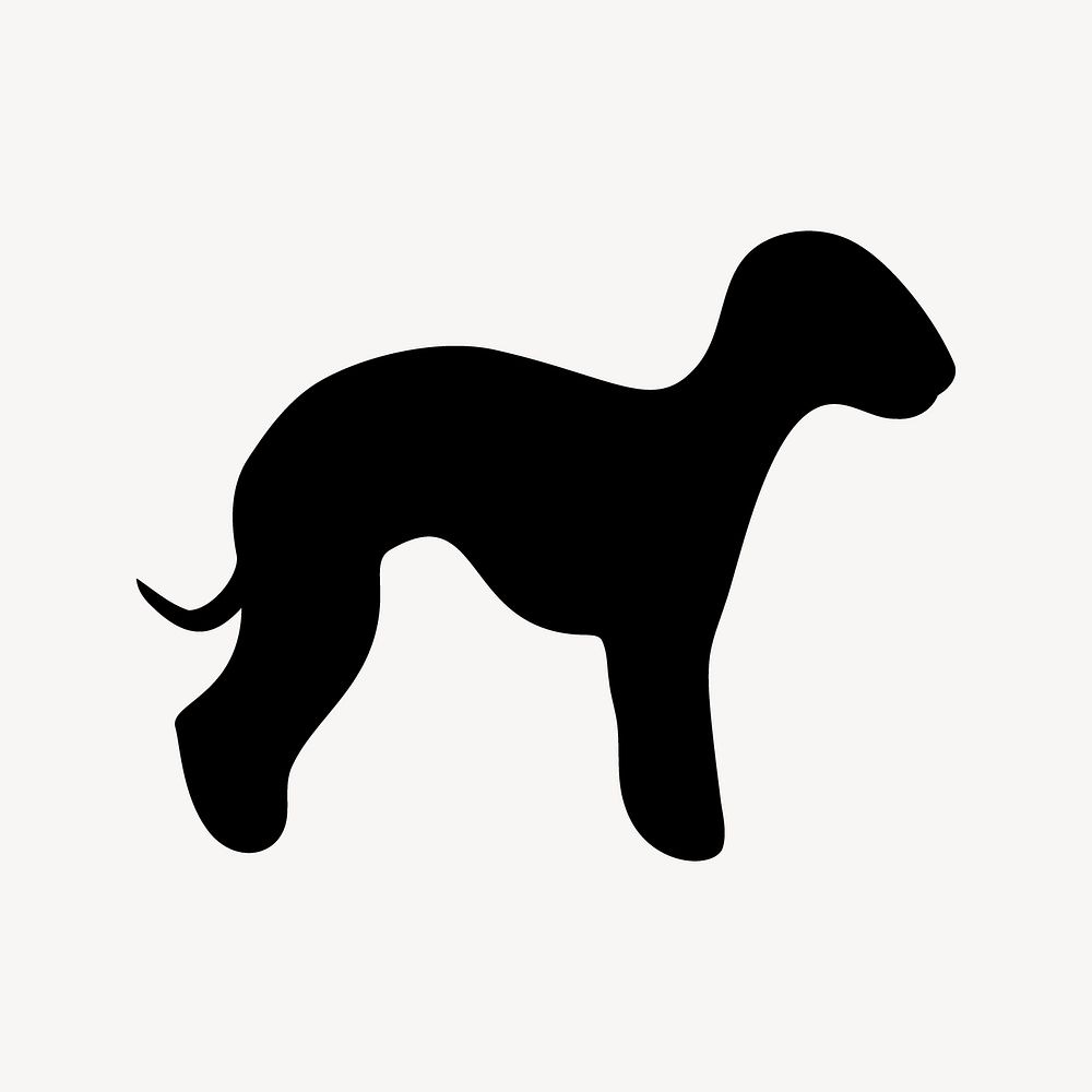 Bedlington Terrier dog silhouette, animal illustration in black. Free public domain CC0 image.