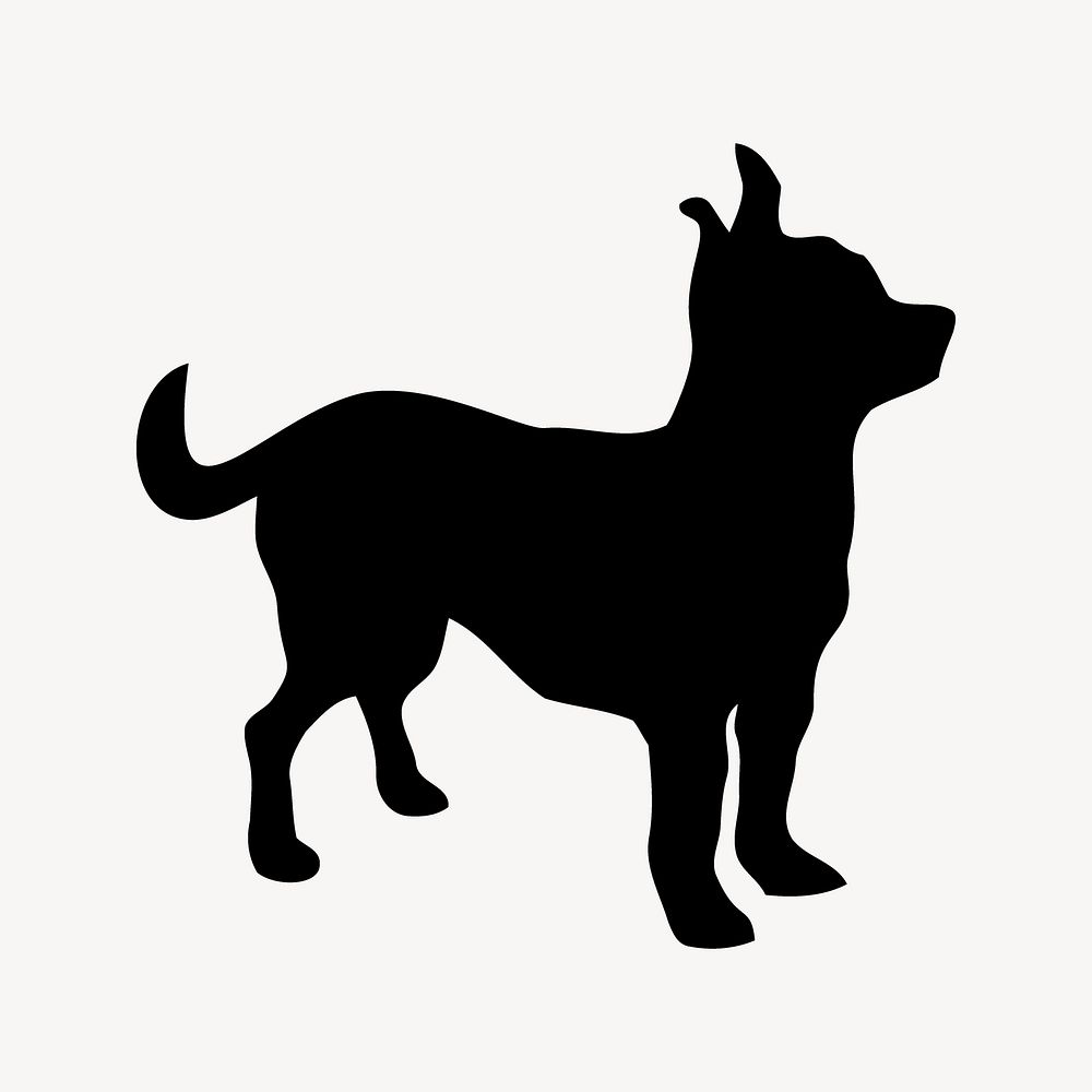 Chihuahua dog  silhouette clipart, animal illustration in black vector. Free public domain CC0 image.