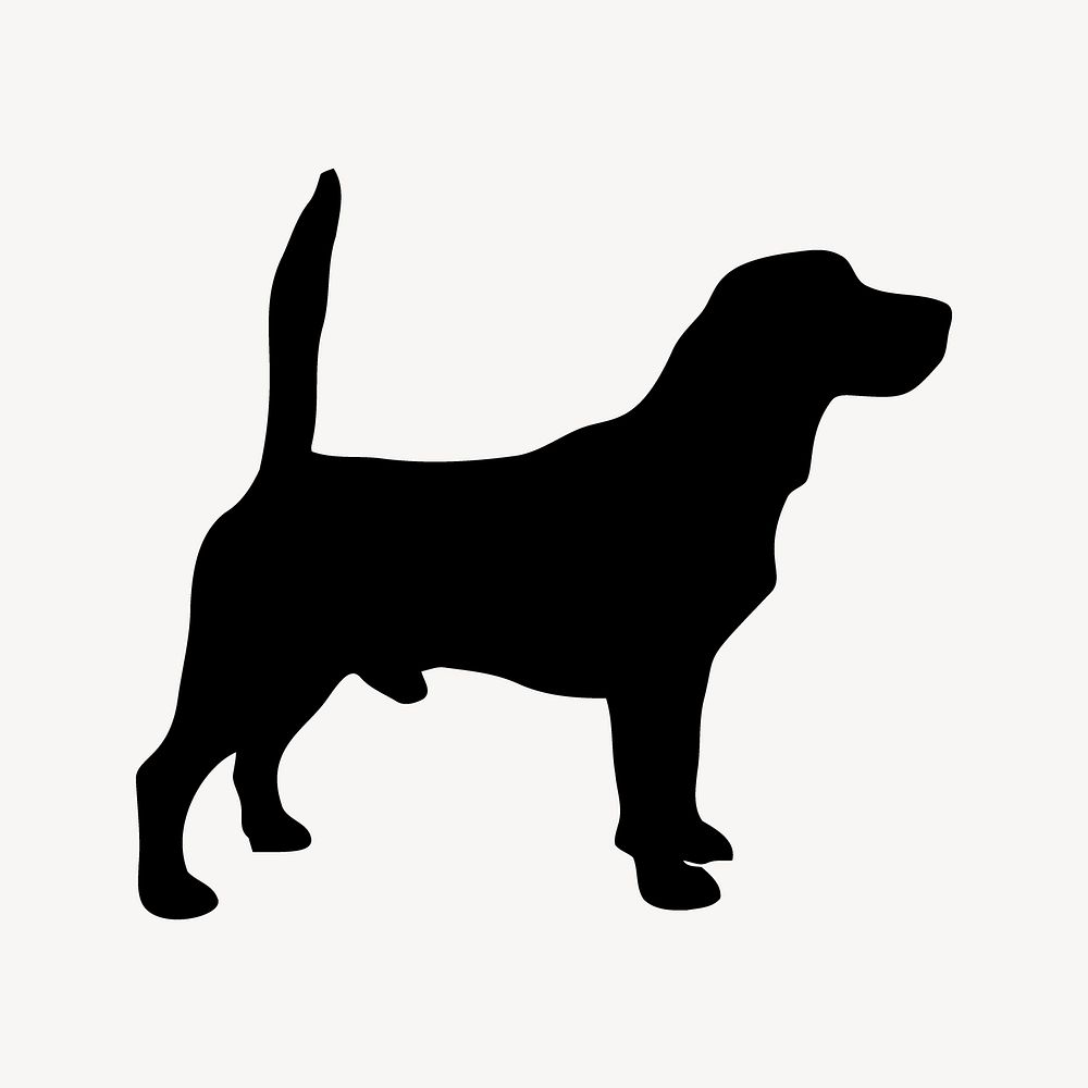 Beagle dog silhouette, animal illustration in black. Free public domain CC0 image.