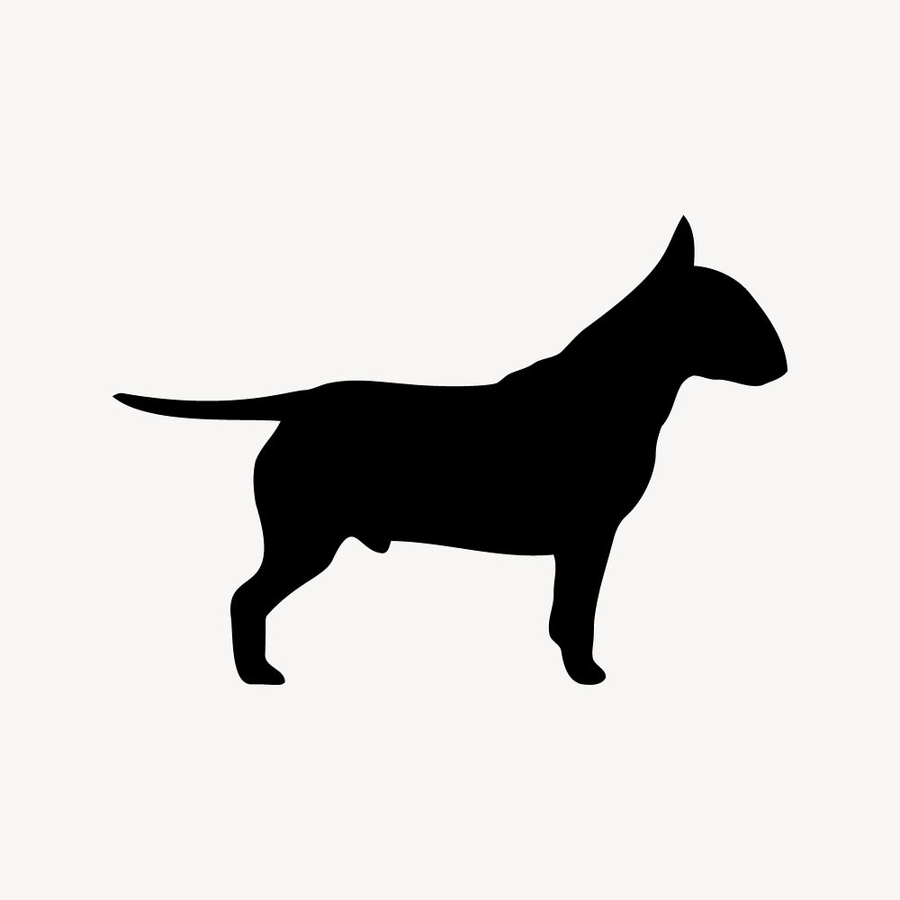 Bull Terrier dog silhouette clipart, animal illustration in black. Free public domain CC0 image.