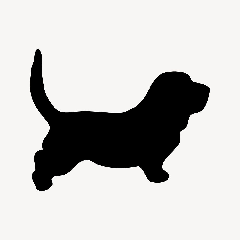 Basset Hound dog silhouette, animal illustration in black vector. Free public domain CC0 image.