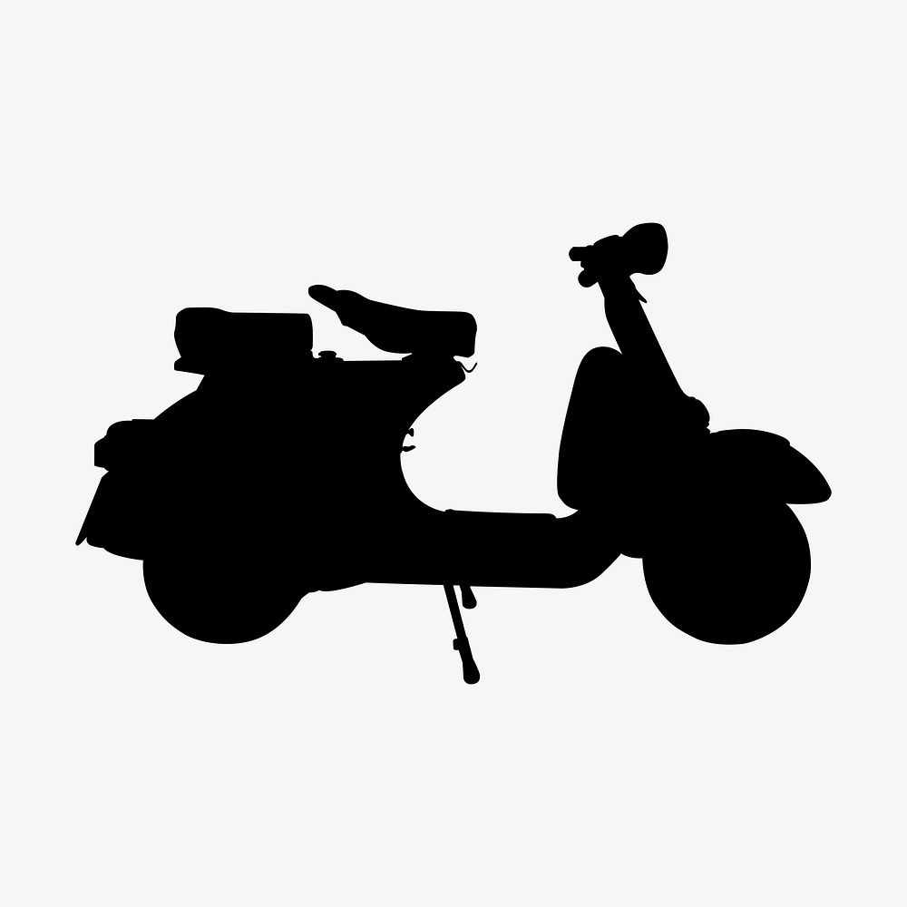 Scooter motorcycle silhouette clipart, vehicle illustration in black. Free public domain CC0 image.