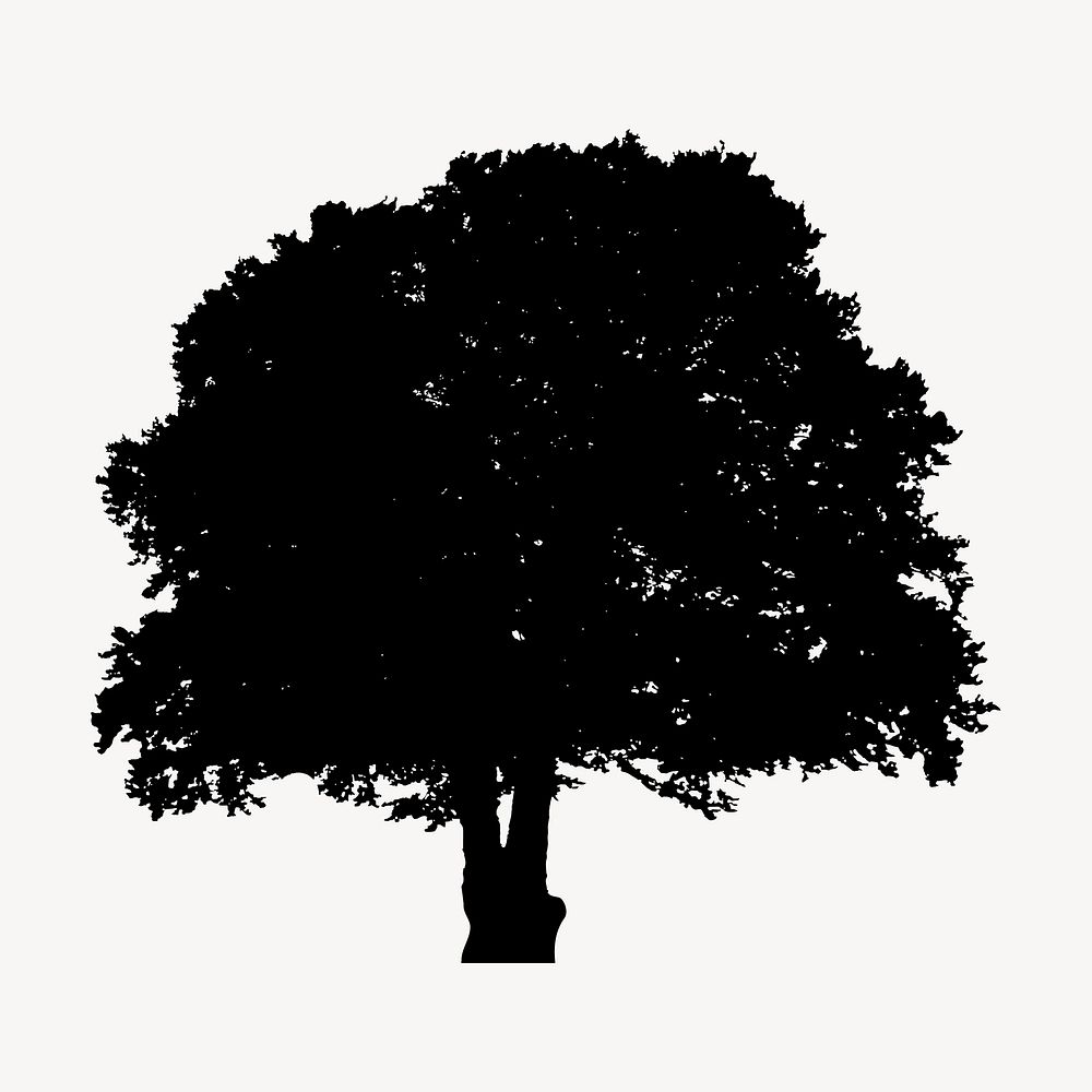 Tree silhouette clipart, nature illustration in black. Free public domain CC0 image.