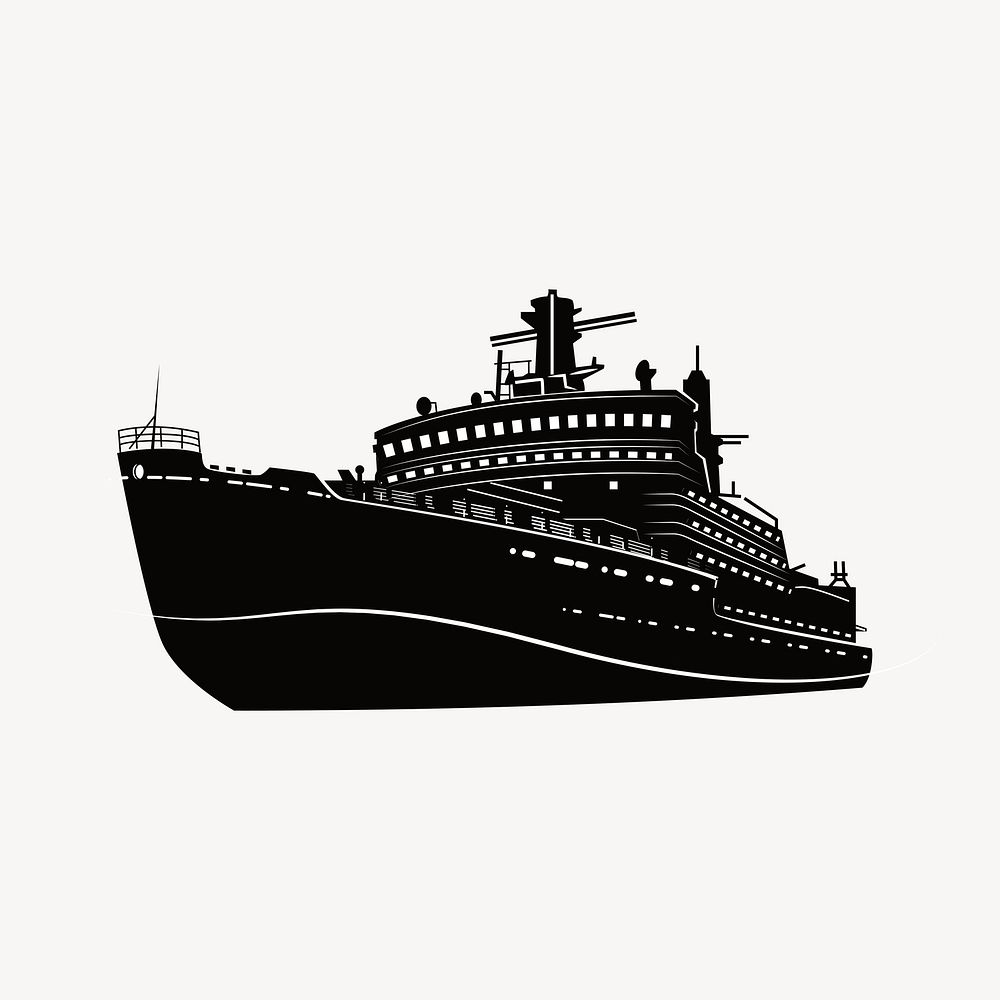Cruise ship silhouette collage element, vehicle illustration psd. Free public domain CC0 image.