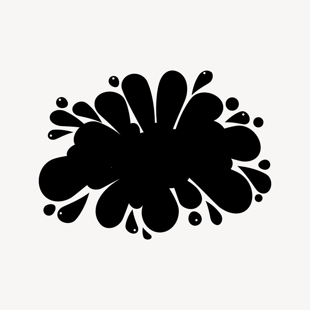 Blot splash silhouette collage element, black liquid psd. Free public domain CC0 image.