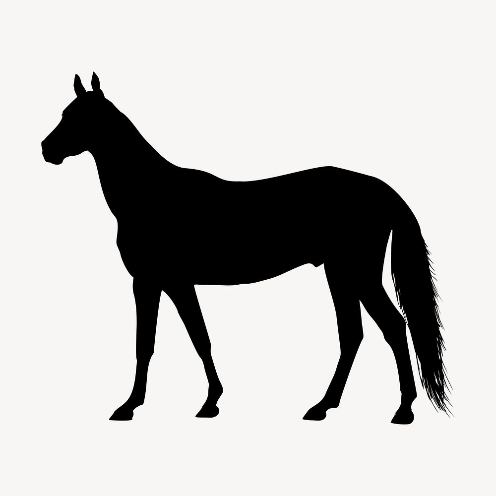 Horse silhouette clipart, animal illustration in black. Free public domain CC0 image.