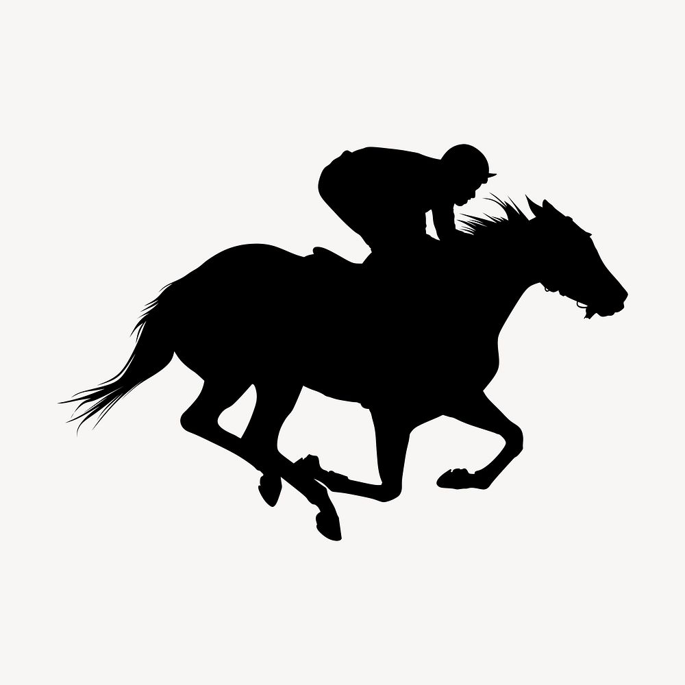 Horse racing silhouette collage element, sport illustration psd. Free public domain CC0 image.