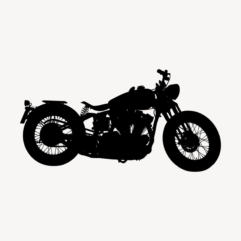 Motorcycle silhouette clipart, vehicle illustration in black. Free public domain CC0 image.