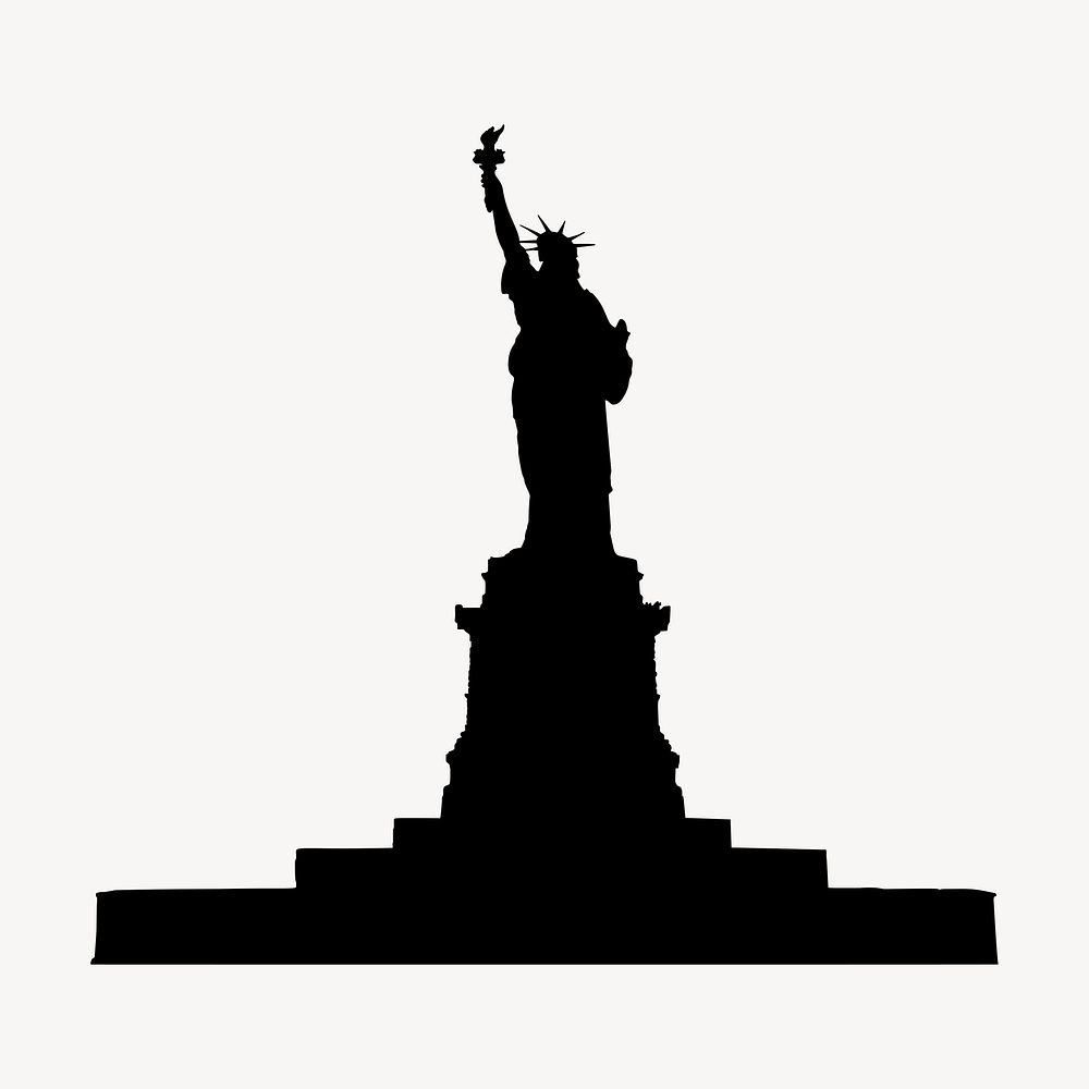 Statue of Liberty silhouette collage element, landmark illustration psd. Free public domain CC0 image.