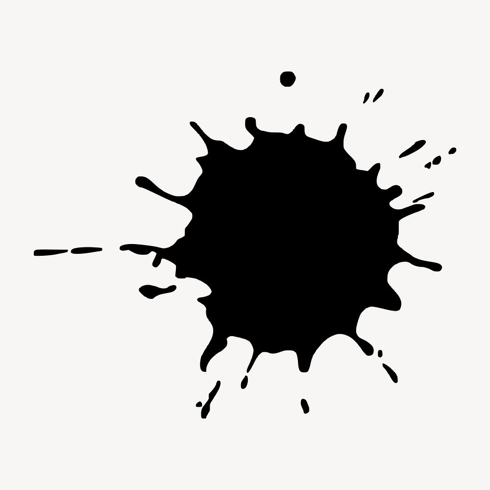 Ink splash  silhouette clipart, texture element in black vector. Free public domain CC0 image.