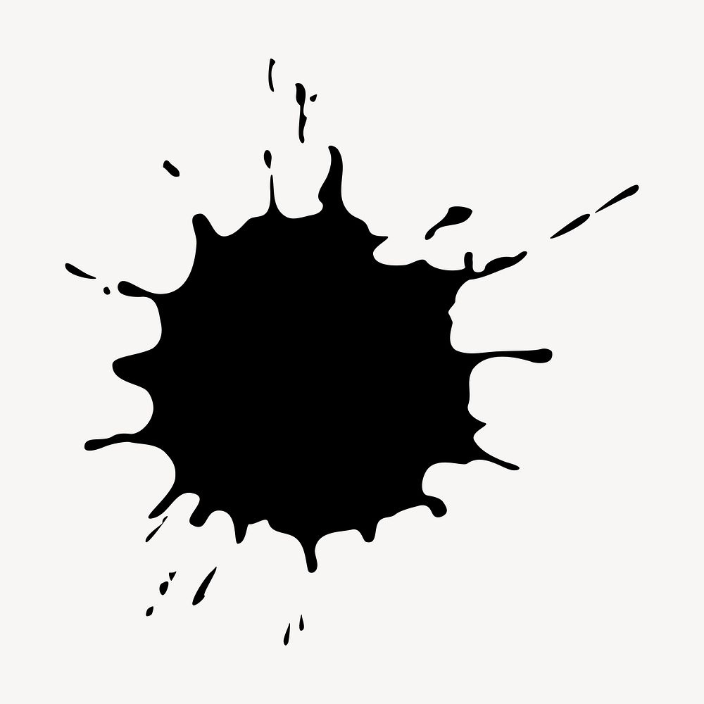 Ink splash  silhouette clipart, texture element in black vector. Free public domain CC0 image.