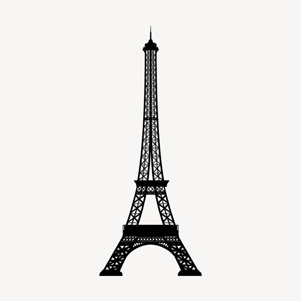 Eiffel Tower  silhouette clipart, Paris landmark illustration in black vector. Free public domain CC0 image.