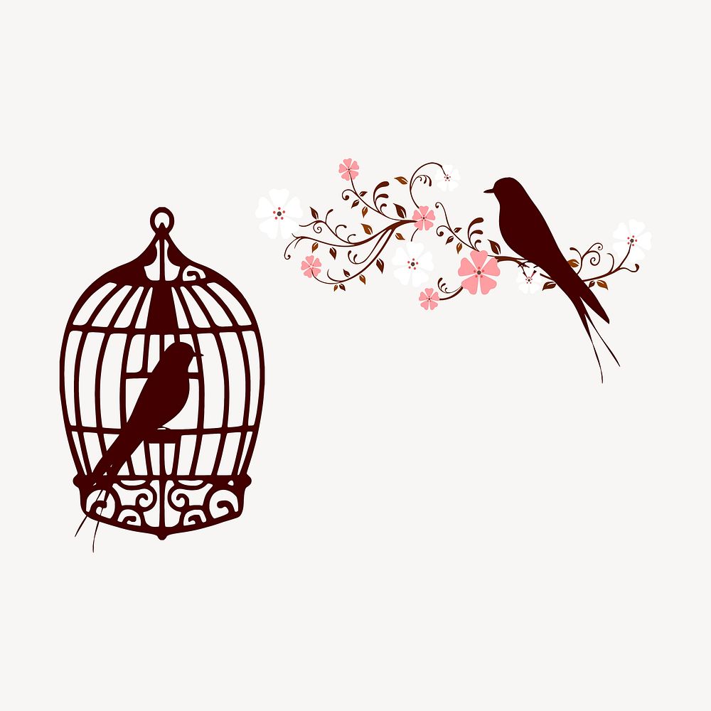 Aesthetic birds silhouette clipart, animal illustration in brown vector. Free public domain CC0 image.