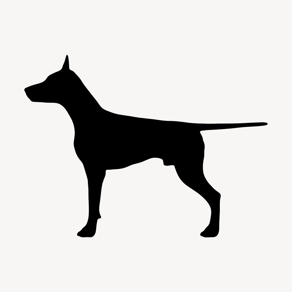 Doberman dog silhouette clipart, animal illustration in black. Free public domain CC0 image.