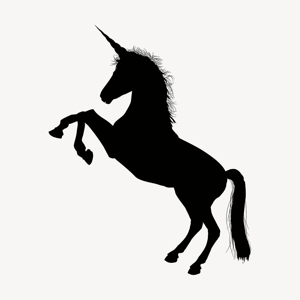 Unicorn silhouette clipart, magical creature illustration psd. Free public domain CC0 image.