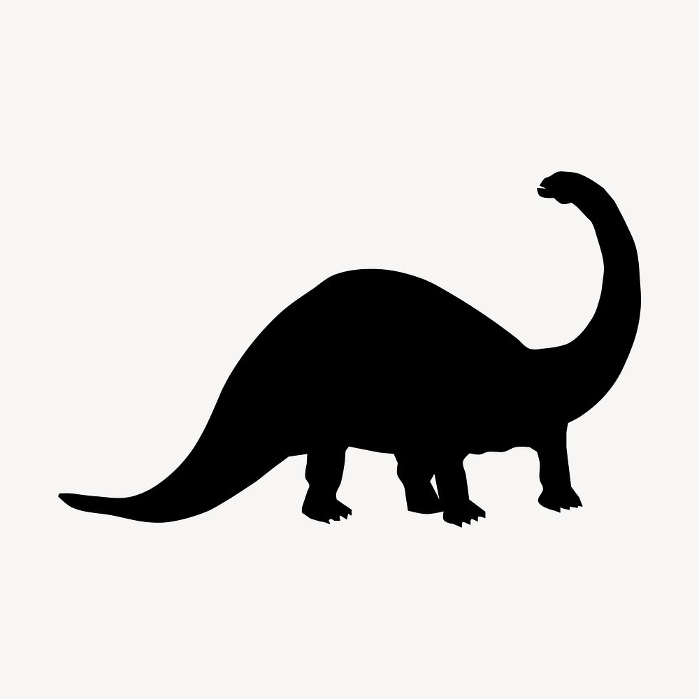 Dinosaur silhouette clipart, extinct animal illustration in black vector. Free public domain CC0 image.