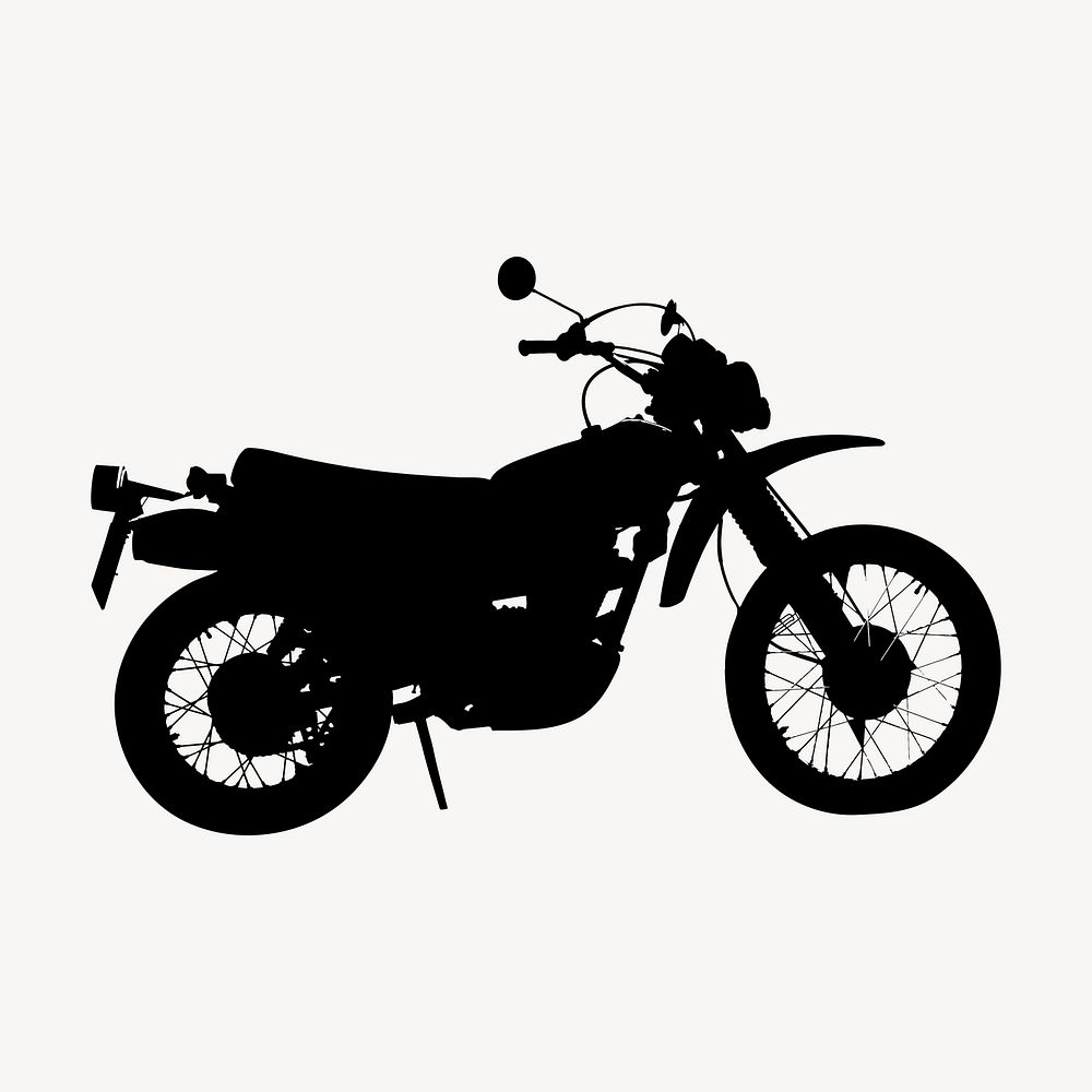 Motorcycle silhouette clipart, vehicle illustration in black. Free public domain CC0 image.