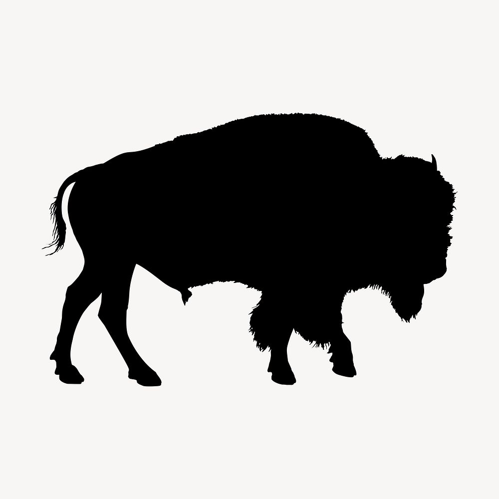 Buffalo silhouette clipart, animal illustration in black. Free public domain CC0 image.